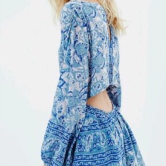 Free People Silver Sun Printed Cutout Sleeve dress - Picture 5 of 8